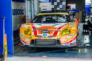 Buriram, Thailand - October 4, 2014: Toyota racing car in pit on display at The 2014 Autobacs Super GT Series Race at Chang International Racing Circuit, Buriram Thailand. (Photo by Chatchai Somwat)